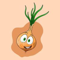Cute onion character illustration. Happy cartoon onion expression. vector