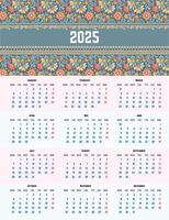 2025 Calendar Design vector
