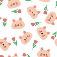 Seamless pattern with cute cartoon rabbits, for fabric prints, textiles, gift wrapping paper. children's flat and colorful style vector