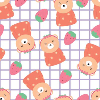 Seamless pattern with cute cartoon bears, for fabric prints, textiles, gift wrapping paper. children's flat and colorful style