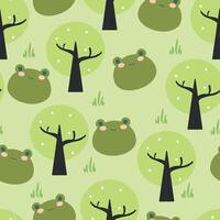 Seamless pattern with cute cartoon frogs, for fabric prints, textiles, gift wrapping paper. children's flat and colorful style vector