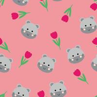 Seamless pattern with cute cartoon hippos, for fabric prints, textiles, gift wrapping paper. children's flat and colorful style vector