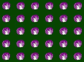 Enhance your designs with a seamless purple cabbage pattern on a green background, ideal for backgrounds, packaging, textiles etc. vector