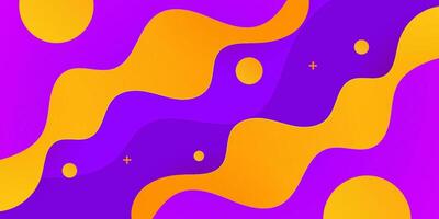 Abstract 3D wave art background design with purple and orange combination design. Colorful fluid liquid background. vector