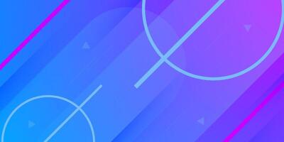 Dynamic abstract purple and blue 3D gradient illustration geometric background with simple shapes pattern. Cool and bright design. vector