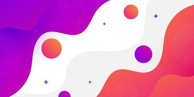 Purple orange geometric business banner design. Creative banner design with wave shapes and lines for template. Simple horizontal banner. vector