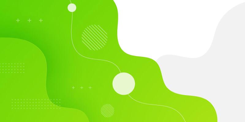 Green colorful geometric business banner design. Creative banner design with wave shapes and lines on white background. Simple horizontal banner.