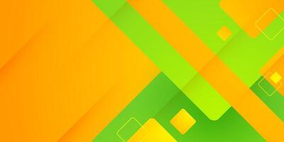 Abstract green and orange background. Overlap shapes with overlay lines pattern. Colorful background with shadow pattern design. vector