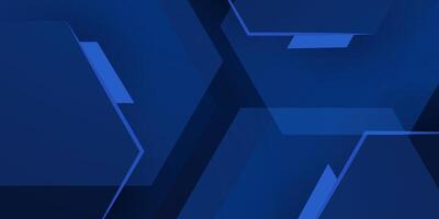Dark blue dynamic gradient abstract 3D background with shadow and overlap shapes. Hexagonal pattern sporty design. Cool background. vector