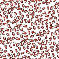 Spotted bean seeds seamless pattern with spots of various sizes on a white background, harvest of grains and legumes, nutritious vegetables vector