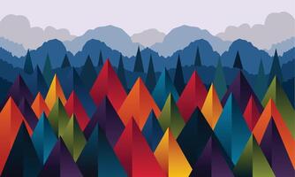 landscape of geometric mountains and forests,tree illustration triangle abstract vector