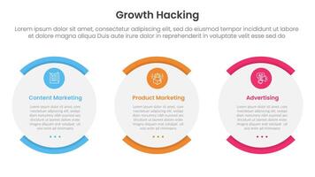 growth hacking infographic 3 point with shape egg round box for slide presentation vector