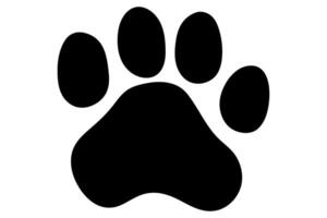 Simple black cat paw print silhouette on a white background, minimalist animal footprint design for various uses vector