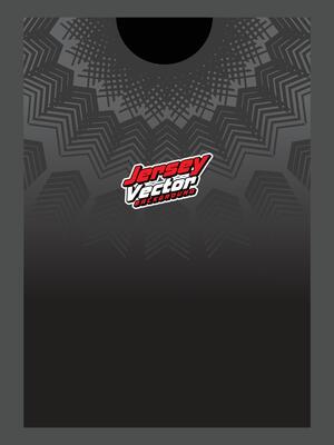 The jersey is a background black and white with a red logo