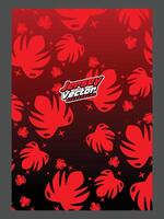 A red and black background with a red and black logo vector