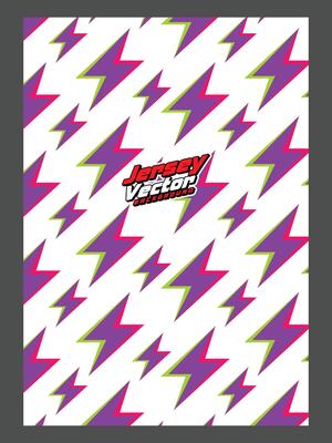 A purple and green lightning bolt pattern on a white background
