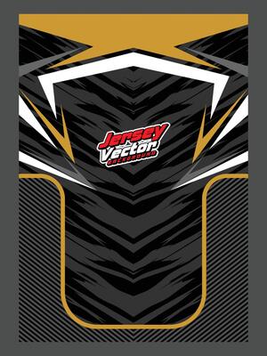 Jersey design template with black, gold and white elements.