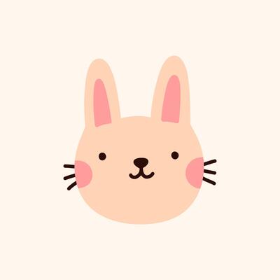 Cute bunny isolated on a white background. hand-drawn illustration in flat style. Perfect for decorations, logo, various designs.