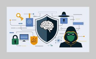 Cyber security concept. Illustration in flat design style. Data protection. vector