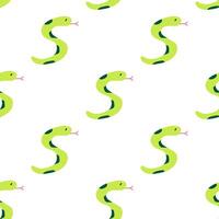 Seamless pattern. Snakes. Hand drawn illustration on white background. vector