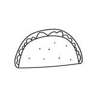 Taco. Design. Outline icon. Illustration on white background. vector