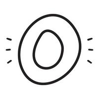 Hand drawn number 0. Outline icon. Illustration on white background. vector