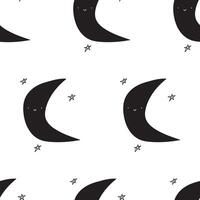 Seamless pattern. Moon silhouette. Kids design. Hand drawn illustration on white background. vector