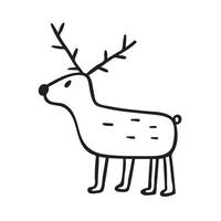 Reindeer. Simple doodle design. Outline illustration on white background. vector