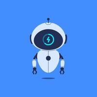 Robot charging. illustration on blue background for tech-themed designs, AI concepts, and futuristic energy related projects vector