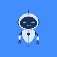 Cute robot on blue background. illustration for chatbot designs and AI design vector
