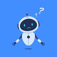 Puzzled robot unsure of the answer. illustration for tech-themed designs, chatbot concepts, and playful AI-related projects vector
