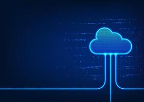 Cloud technology with light lines connecting, showing digital data transfer and data reception through real-time internet network. Technology illustration. vector