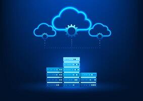 Cloud Technology Background, Cloud-connected servers, representing efficient data storage and collaboration in the digital age. vector