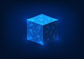 Blockchain technology background, square blockchain technology box with connected lines frame, representing secure data structure and interoperability in modern blockchain system. vector