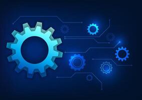 Technology background of drive, large gears connected to small gears through circuit lines, representing the collaboration and innovation in complex mechanical systems. vector