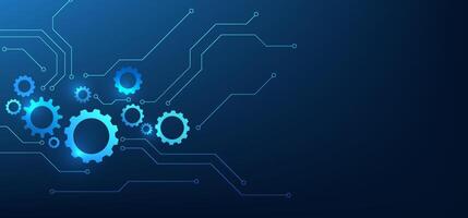 Technology background of drive, various gears connected by circuit lines, conveying the collaboration in efficient and innovative mechanical systems. vector