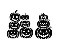 A collection of Three Unique Stack Pumpkins Silhouette vector