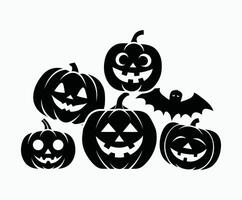Collection of Artistic Silhouettes of Halloween Pumpkins in EPS Format vector