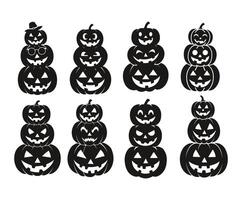Various types of Three Balanced Pumpkins Silhouette Stack Template vector