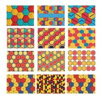 Dynamic Color Block Hexagon Pattern Collection EPS Template vector