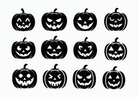 Charming Pumpkin Faces in Elegant Silhouette EPS File Template vector