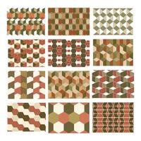 A collection of Natural Hexagonal Patterns in Earthy Tones EPS Template vector