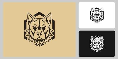 Pitbull Head with Spiked Collar Logo in Hexagonal vector