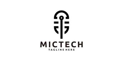 logo design microphone, talk, podcast, technology, circuit, logo design , icon, symbol, idea, creative. vector