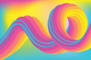 Abstract 3D Fluid Curves. Vibrant Gradient Design Background vector
