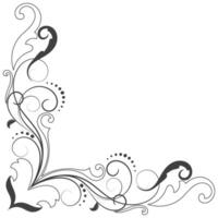 Thin line vintage corner. Medieval period of the Victorian dynasty. Fancy black monogram frame design element abstract icon collection Flower simple symbol vector