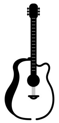 Black icon shadow of guitar On a white background isolated