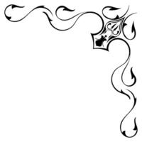 Thin line vintage corner. Medieval period of the Victorian dynasty. Fancy black monogram frame design element abstract icon collection Flower simple symbol vector