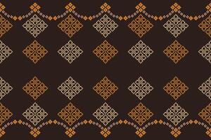 Brown background pixel pattern fabric pattern art cross stitch. vector