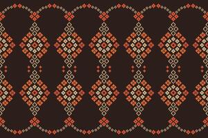 Art pattern fabric motif cross stitch brown pattern background color. vector